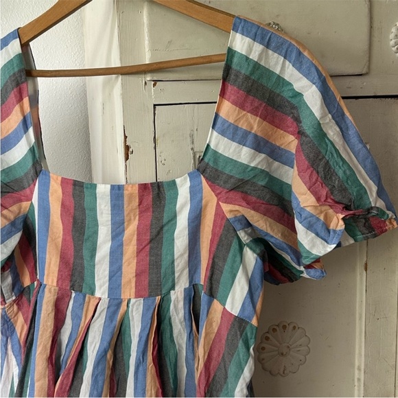 Madewell | Women’s Multicolor Flutter Sleeve Festival Stripe Mini Dress, Size M - Picture 10 of 16